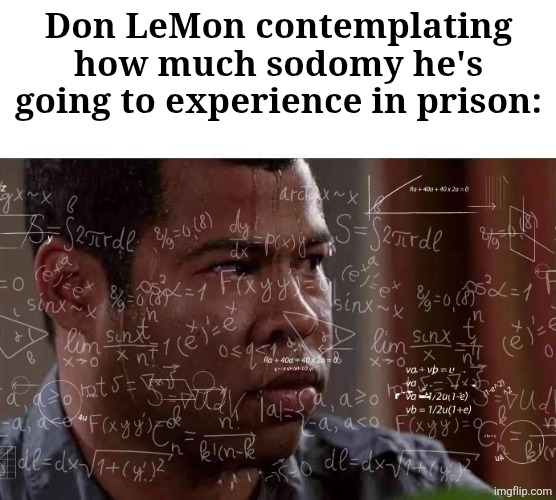 think loose thoughts | Don LeMon contemplating how much sodomy he's going to experience in prison: | image tagged in sweaty man,lemon | made w/ Imgflip meme maker