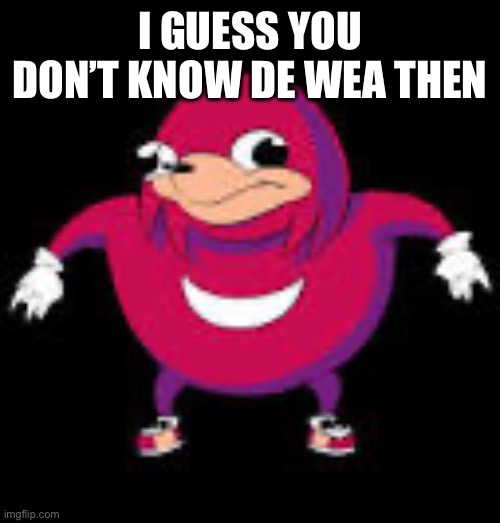 do you know de wae | I GUESS YOU DON’T KNOW DE WEA THEN | image tagged in do you know de wae | made w/ Imgflip meme maker