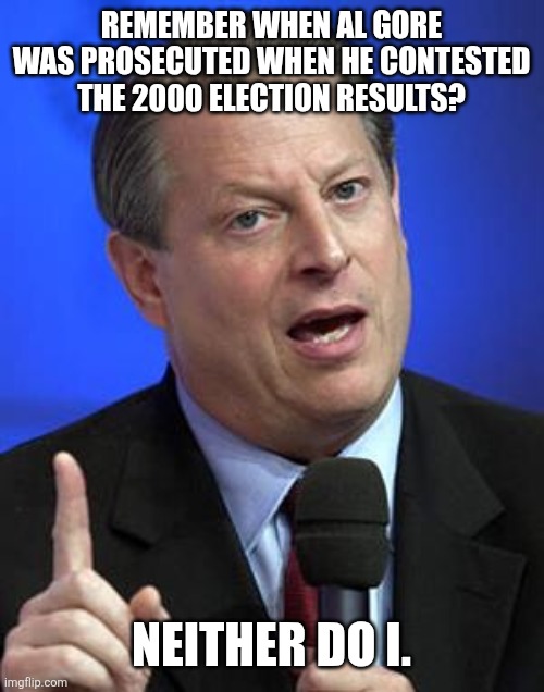 2000 | REMEMBER WHEN AL GORE WAS PROSECUTED WHEN HE CONTESTED THE 2000 ELECTION RESULTS? NEITHER DO I. | image tagged in al gore | made w/ Imgflip meme maker