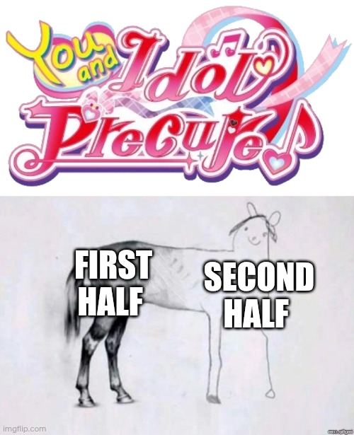 FIRST HALF; SECOND HALF | image tagged in horse drawing | made w/ Imgflip meme maker