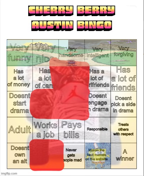 Cherry berry austin bingo | image tagged in cherry berry austin bingo | made w/ Imgflip meme maker