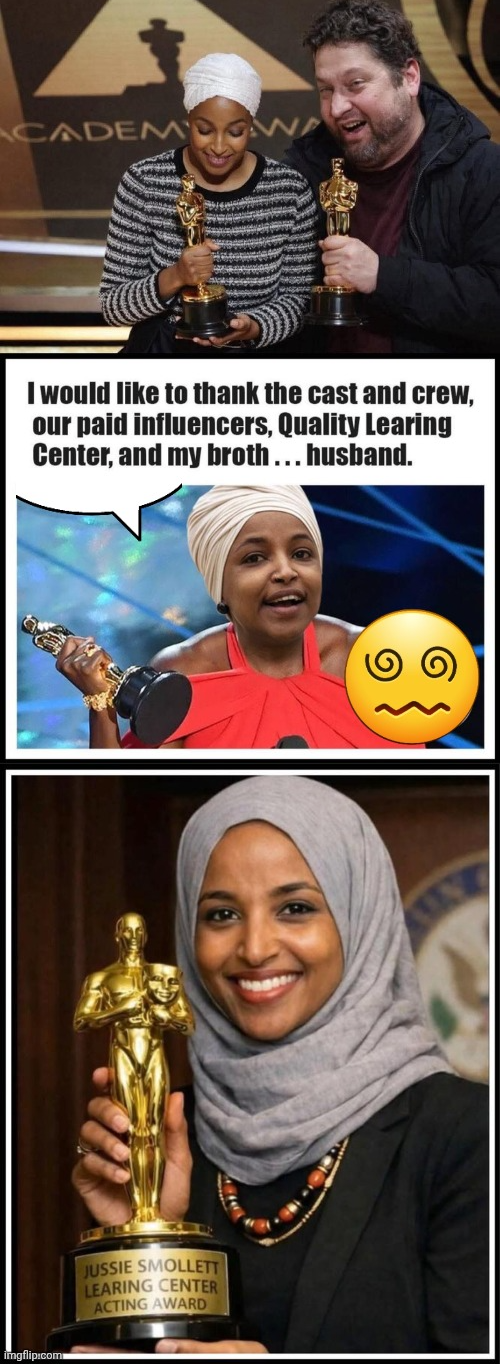 Ìlhan Omar wins an Oscar Blank Meme Template