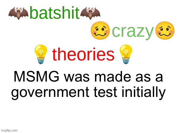 Spire, more like Joe Spiden | MSMG was made as a government test initially | image tagged in batshit crazy theories | made w/ Imgflip meme maker