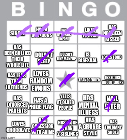 My mom dyed it like 12 years ago but still counts | image tagged in lgbt bingo lol | made w/ Imgflip meme maker