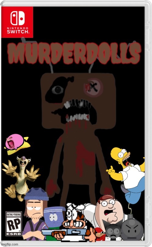 MURDERDOLLS (new video game idea based on the FNaF fangame I'm working on) | image tagged in nintendo switch cartridge case,frankendoll | made w/ Imgflip meme maker