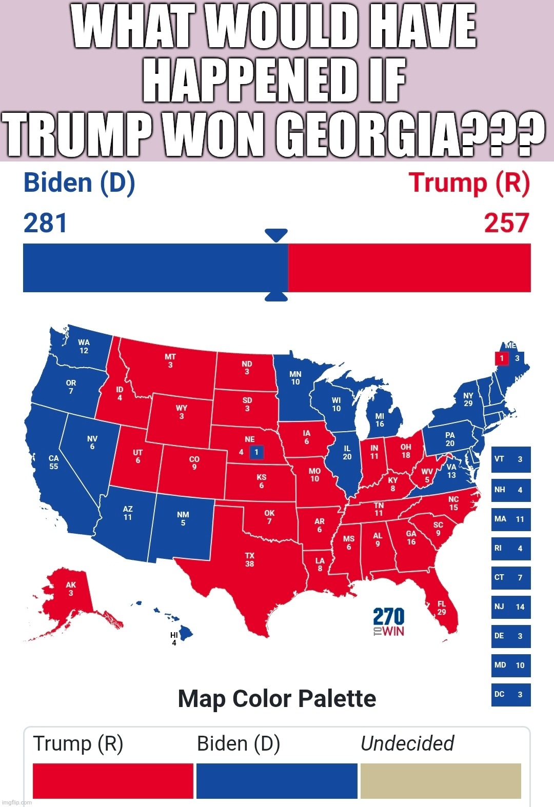 What would have happened | WHAT WOULD HAVE HAPPENED IF TRUMP WON GEORGIA??? | made w/ Imgflip meme maker