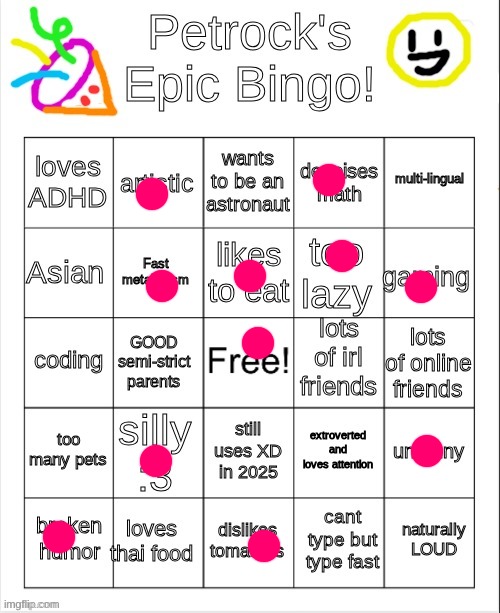 gng who tf ENJOYS having ADHD | image tagged in petrock's epik bingo | made w/ Imgflip meme maker