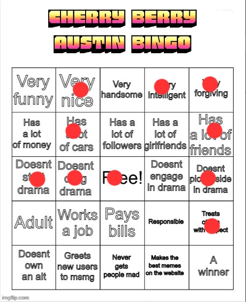 Pfft, responsible? i'd set fire making cereal if unsupervised. | image tagged in cherry berry austin bingo | made w/ Imgflip meme maker
