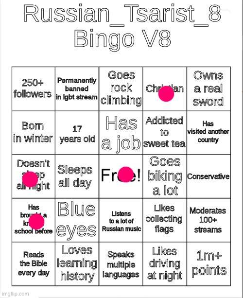 Russian_Tsarist_8 Bingo V8 | image tagged in russian_tsarist_8 bingo v8 | made w/ Imgflip meme maker