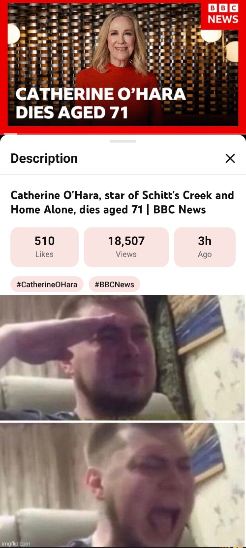 Aw man... :( | image tagged in crying salute,sad,rip,home alone | made w/ Imgflip meme maker