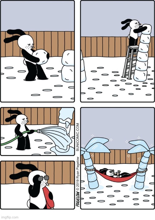 Buni Comics | image tagged in comics,buni comics,dad,hammock,ice,palm trees | made w/ Imgflip meme maker