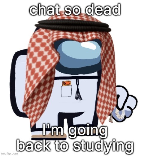 ArabMogus (thanks eshaheer) | chat so dead; I'm going back to studying | image tagged in arabmogus thanks eshaheer | made w/ Imgflip meme maker