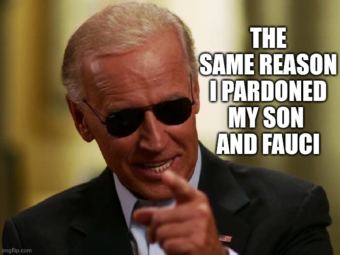 Cool Joe Biden | THE SAME REASON I PARDONED MY SON 
AND FAUCI | image tagged in cool joe biden | made w/ Imgflip meme maker