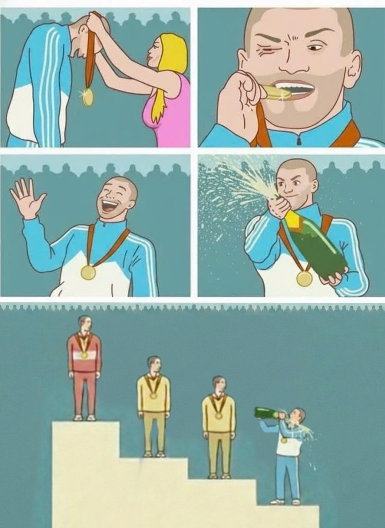 4th place celebrate Blank Meme Template