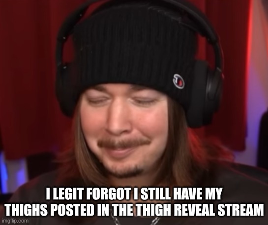 I should probably delete that | I LEGIT FORGOT I STILL HAVE MY THIGHS POSTED IN THE THIGH REVEAL STREAM | image tagged in ishowjimmy | made w/ Imgflip meme maker