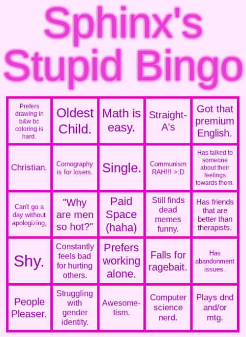 High Quality Sphinx's Stupid Bingo Blank Meme Template
