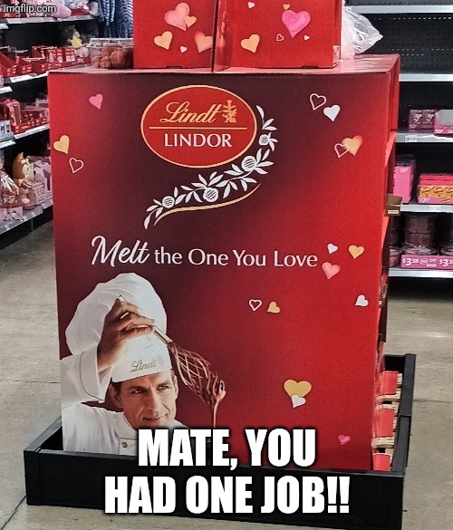 Why would you melt the one you love? | MATE, YOU HAD ONE JOB!! | image tagged in you had one job | made w/ Imgflip meme maker