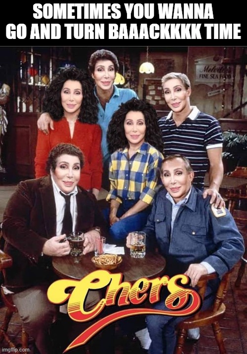 Chers | SOMETIMES YOU WANNA GO AND TURN BAAACKKKK TIME | image tagged in music,cher | made w/ Imgflip meme maker