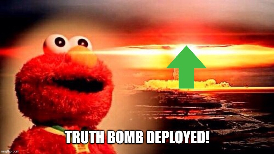 elmo nuclear explosion | TRUTH BOMB DEPLOYED! | image tagged in elmo nuclear explosion | made w/ Imgflip meme maker