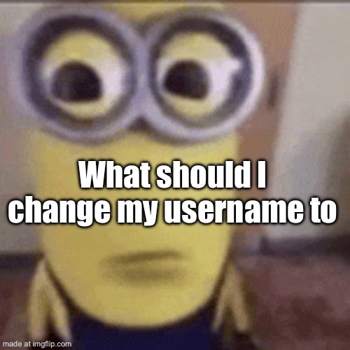 Minion meme | What should I change my username to | image tagged in minion meme | made w/ Imgflip meme maker