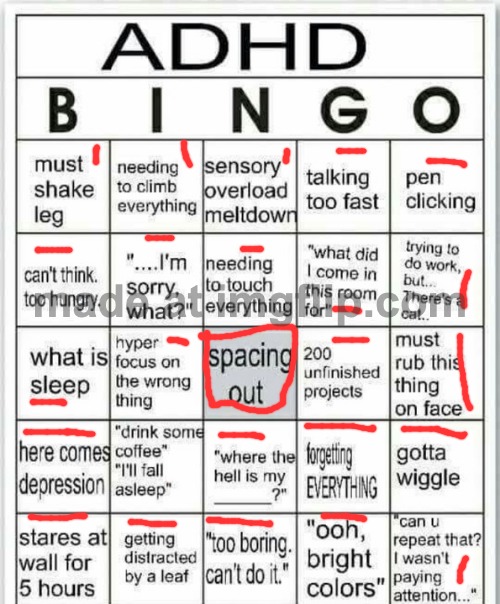 adhd bingo | image tagged in adhd bingo | made w/ Imgflip meme maker