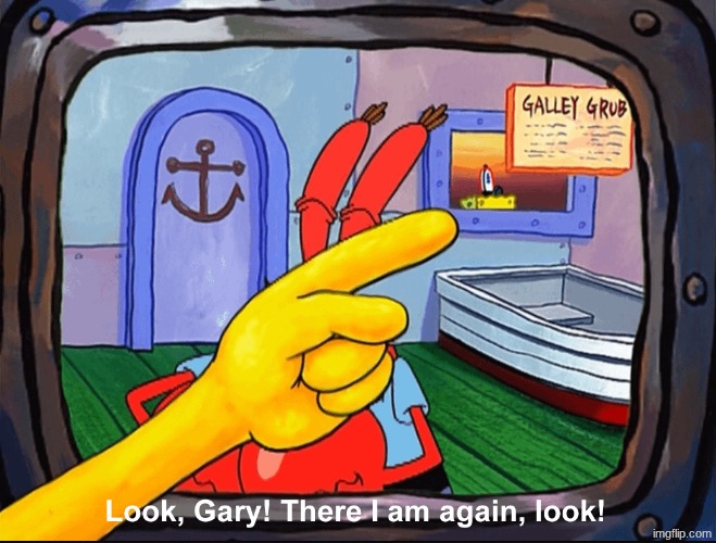 spongebob look gary | image tagged in spongebob look gary | made w/ Imgflip meme maker
