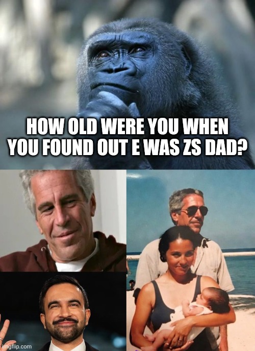 HOW OLD WERE YOU WHEN YOU FOUND OUT E WAS ZS DAD? | image tagged in deep thoughts | made w/ Imgflip meme maker
