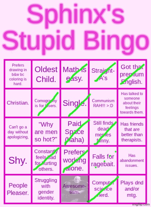 Autism Oversimplified. Step 1: Denial | image tagged in sphinx's stupid bingo | made w/ Imgflip meme maker
