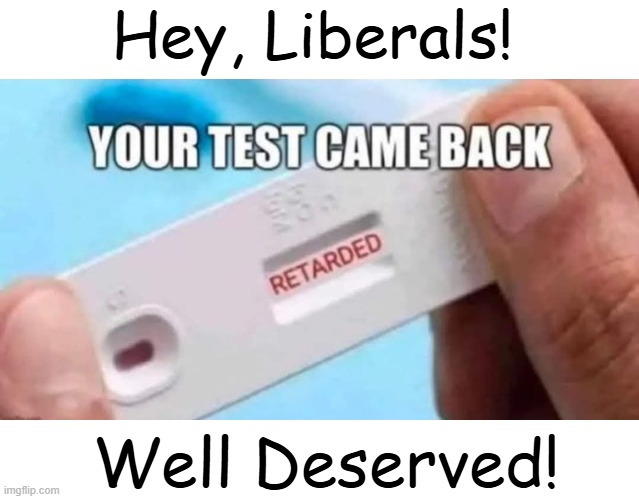 The Truth Hurts | Hey, Liberals! Well Deserved! | image tagged in liberals,not again,yes,test,retarded liberal protesters | made w/ Imgflip meme maker