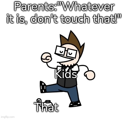 Don't touch that, dammit! | Parents:"Whatever it is, don't touch that!"; Kids; That | image tagged in kids,that | made w/ Imgflip meme maker