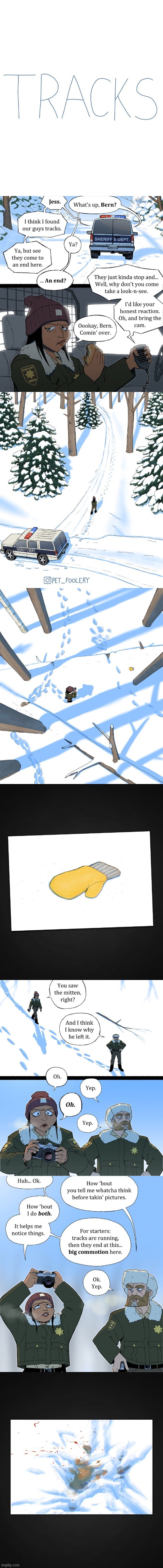 image tagged in police,tracks,camera,mitten,blood,photos | made w/ Imgflip meme maker