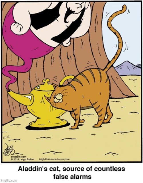 Rubes | image tagged in comics,rubes,alladin,lamp,false alarm,rubbing against | made w/ Imgflip meme maker