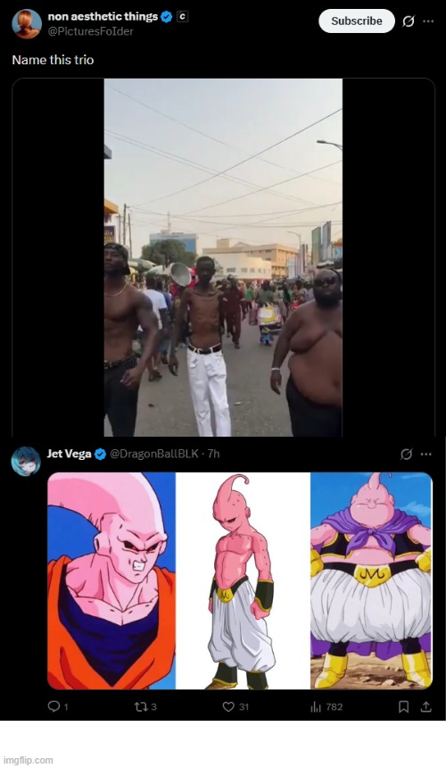 image tagged in trio,bodies,dragon ball z | made w/ Imgflip meme maker