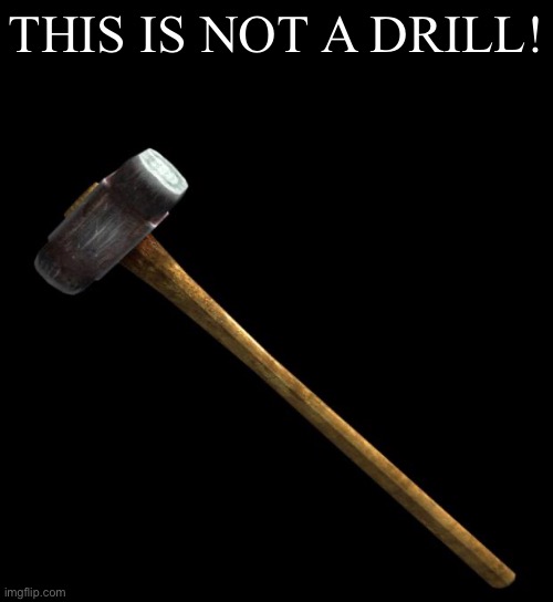 sledge hammer | THIS IS NOT A DRILL! | image tagged in sledge hammer | made w/ Imgflip meme maker