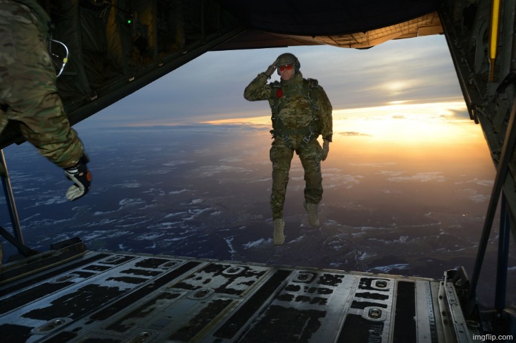 Army soldier jumping out of plane | image tagged in army soldier jumping out of plane | made w/ Imgflip meme maker
