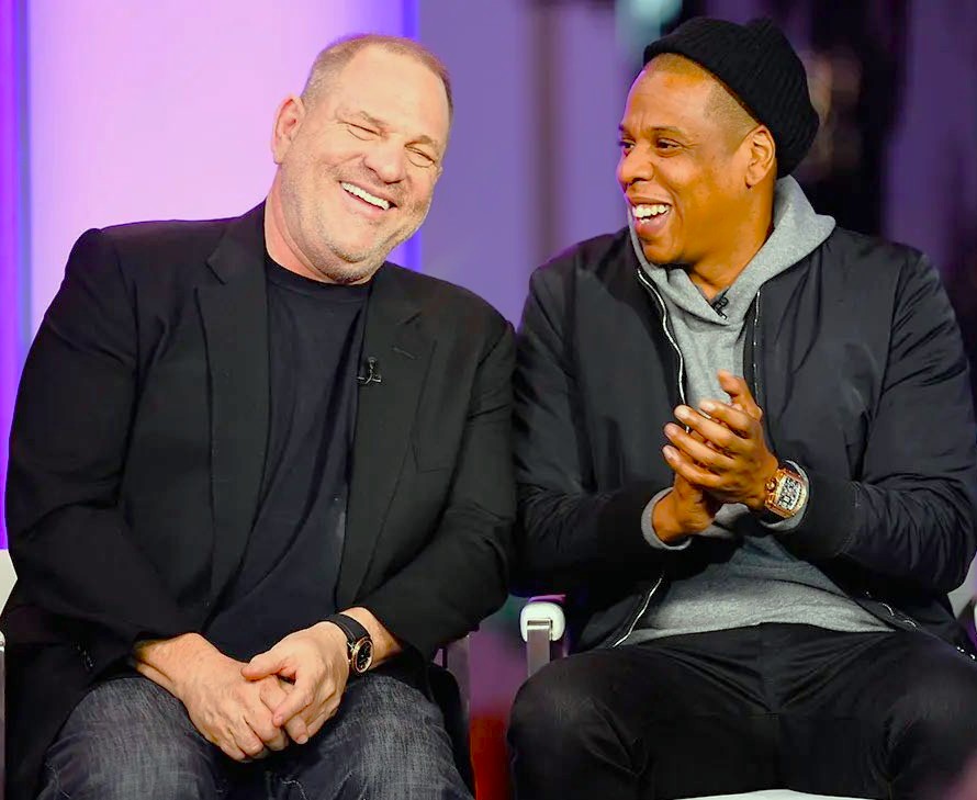 Jay-Z and Harvey Weinstein share a laugh Blank Meme Template