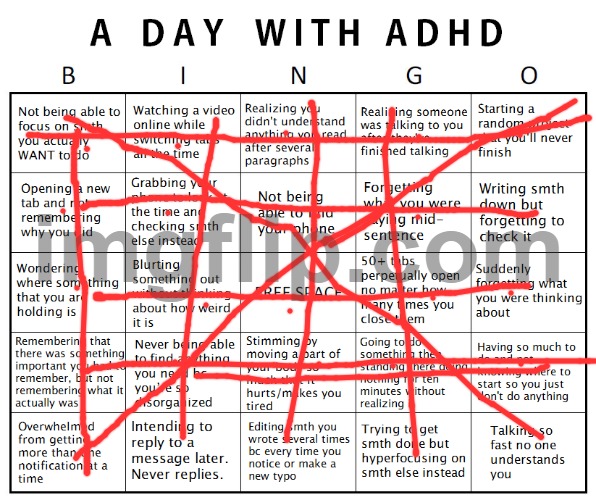 Another ADHD bingo | image tagged in another adhd bingo | made w/ Imgflip meme maker