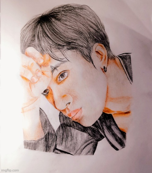 Bang Chan drawing! Aaaaahh | image tagged in drawing,art,k pop,boy band,bang chan,stray kids | made w/ Imgflip meme maker