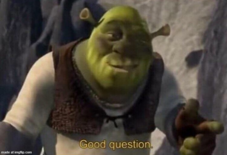 Shrek good question | image tagged in shrek good question | made w/ Imgflip meme maker