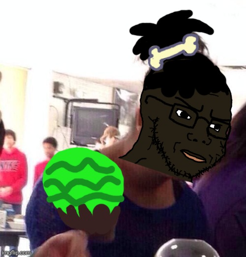 Fat Negress holding watermelon Blank Meme Template