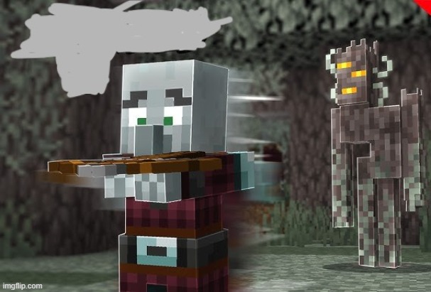 Pillager Running Away From Creaking | image tagged in pillager running away from creaking | made w/ Imgflip meme maker