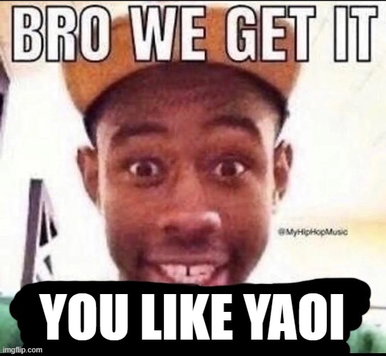 Bro we get it (blank) | YOU LIKE YAOI | image tagged in bro we get it blank | made w/ Imgflip meme maker