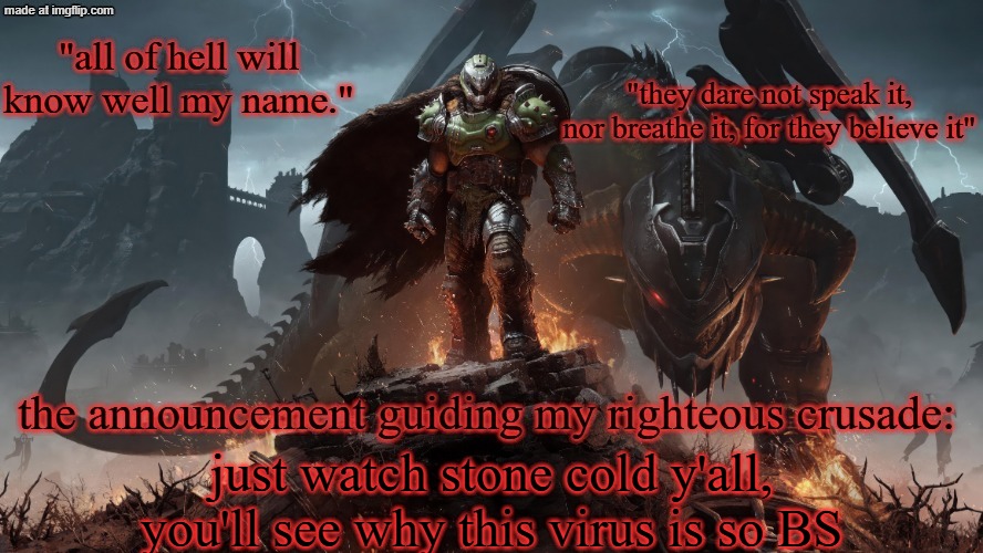 it's a good analog horror anyway | just watch stone cold y'all, you'll see why this virus is so BS | image tagged in dragnoc's doom the dark ages announcement temp | made w/ Imgflip meme maker