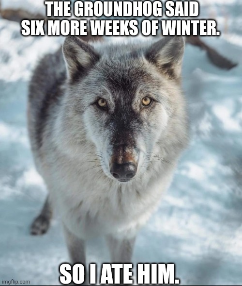 The Groundhog Said Six More Weeks Of Winter. | THE GROUNDHOG SAID SIX MORE WEEKS OF WINTER. SO I ATE HIM. | image tagged in chrisjoines1 | made w/ Imgflip meme maker