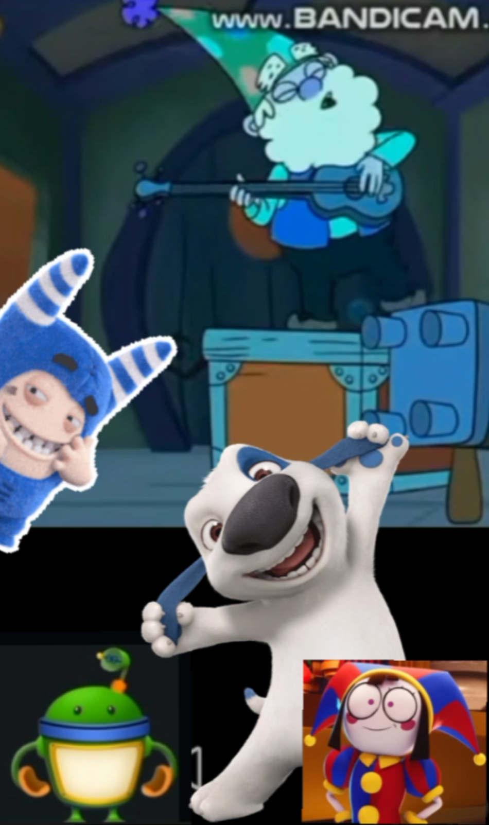 Bot pomni hank Pogo and happy Blank Meme Template