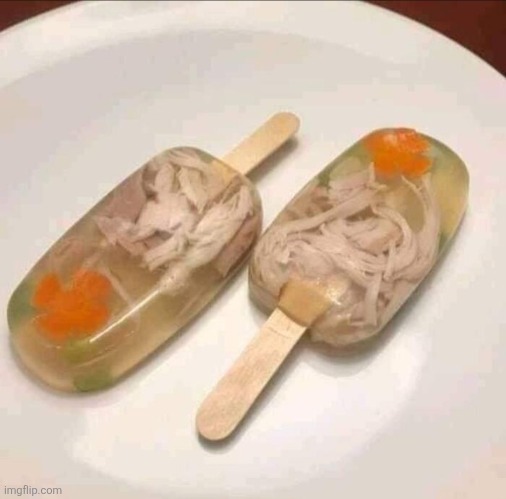 image tagged in cursed image,cursed,popsicle,chicken noodle soup,frozen,food | made w/ Imgflip meme maker