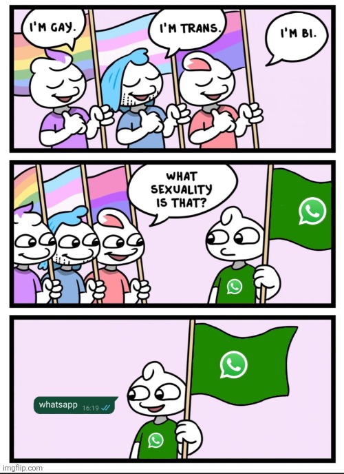 image tagged in flags,gay,trans,bi,whatsapp,comics | made w/ Imgflip meme maker