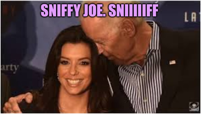 Joe Biden sniffs Eva's hair | SNIFFY JOE. SNIIIIIFF | image tagged in joe biden sniffs eva's hair | made w/ Imgflip meme maker