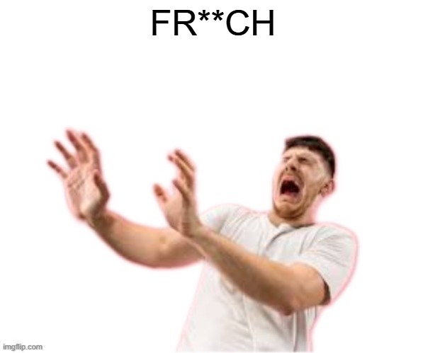 he left all caps on(custom) | FR**CH | image tagged in he left all caps on custom | made w/ Imgflip meme maker