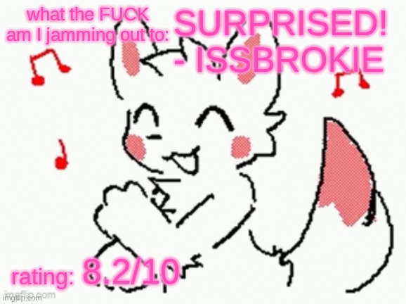 song check :3 | SURPRISED! - ISSBROKIE; 8.2/10 | image tagged in song check 3 | made w/ Imgflip meme maker